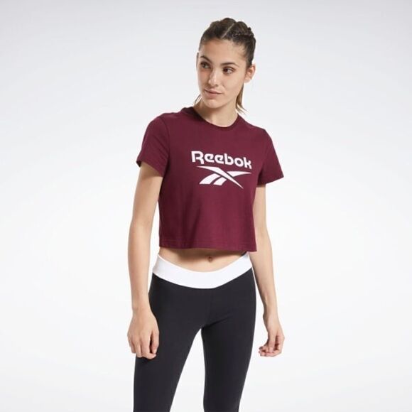Reebok burgundy Classics Big Logo crop top - Picture 2 of 4